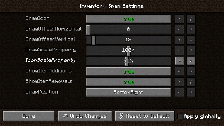 inventory spam mod ustawienia gui