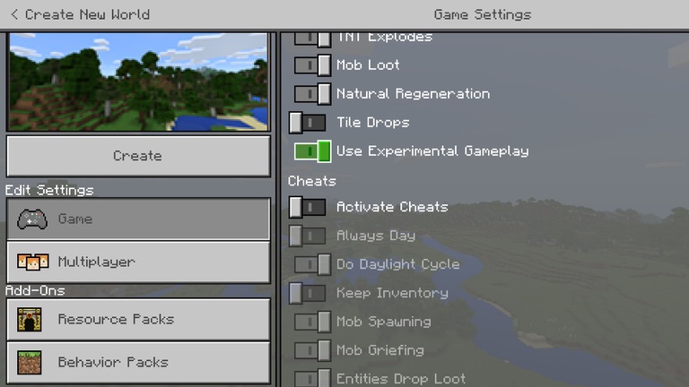 enable experimental features minecraft bedrock img2