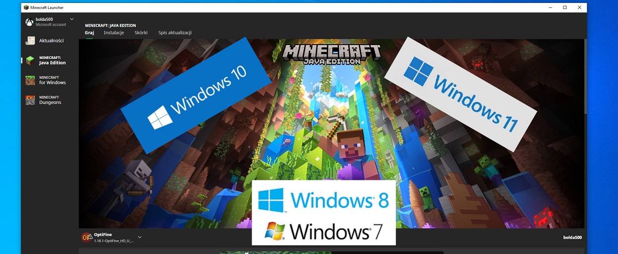 Minecraft Launcher - główne okno, download.net.pl